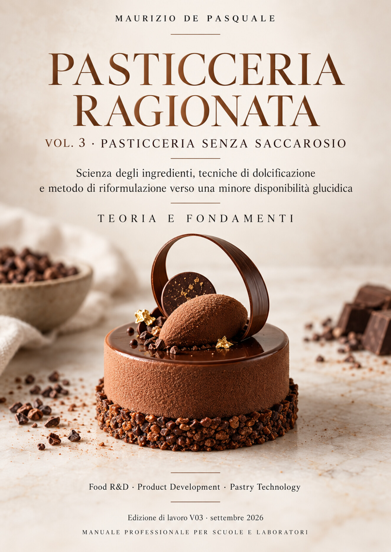 Copertina del Volume 3, Pasticceria senza saccarosio di Maurizio De Pasquale